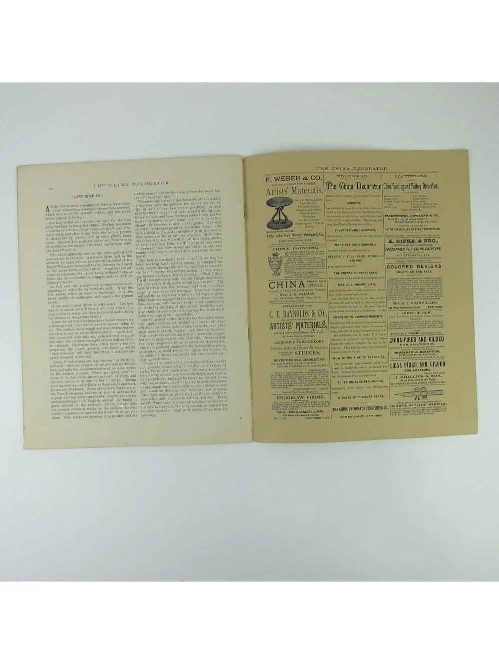 The China Decorator Monthly Journal Pottery Arts Vol 3 No 1 June 1888 Antique